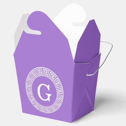 Ballotins Améthyste Wht Cadre Rnd Clé Grecque Monogramme Ini (Ouvert)