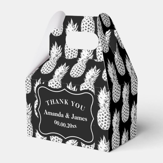 Ballotins Ananas noir et blanc personnalisées mariage (Verso)