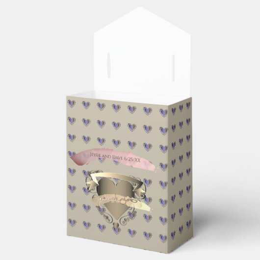 Ballotins Ancien coeur d'or mariage 3D "Merci" (Ouvert)