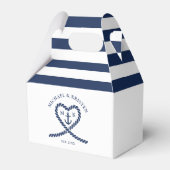 Ballotins Ancre de coeur bleu marine Mariage rayé (Verso)