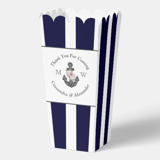 Ballotins Ancre florale à thème nautique Bleu marine (Recto)