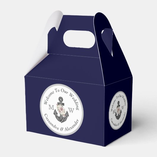 Ballotins Ancre florale à thème nautique Bleu marine (Verso)