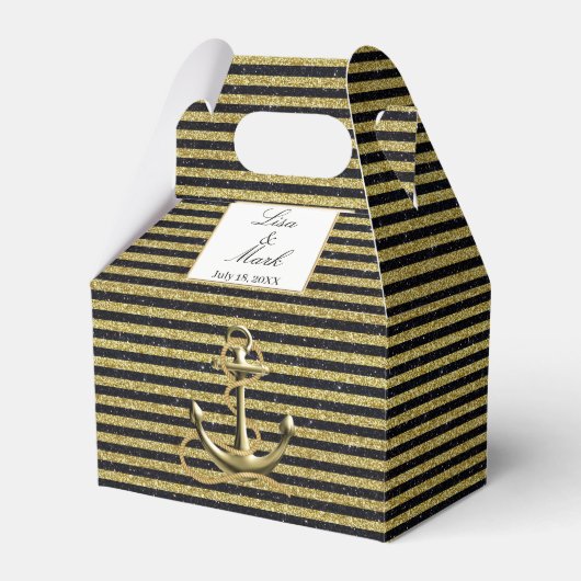 Ballotins Ancre nautique Gold Black Stripes Mariage (Verso)