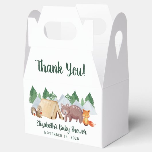 Ballotins Animaux boisés rustiques Baby shower Merci (Ouvert)