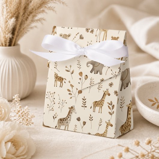 Ballotins Animaux de la jungle beige blanc boho