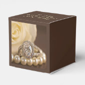 Ballotins Anneau de diamant ovale et Mariage de rose blanche (Arrière)