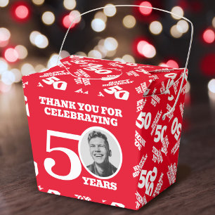 Ballotins anniversaire 50 ans photo personnalisée rouge blan