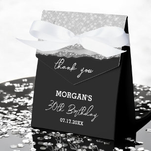 Ballotins Anniversaire Argent Noir Parties scintillant Nom M