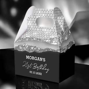 Ballotins Anniversaire Argent Noir Parties scintillant Nom M