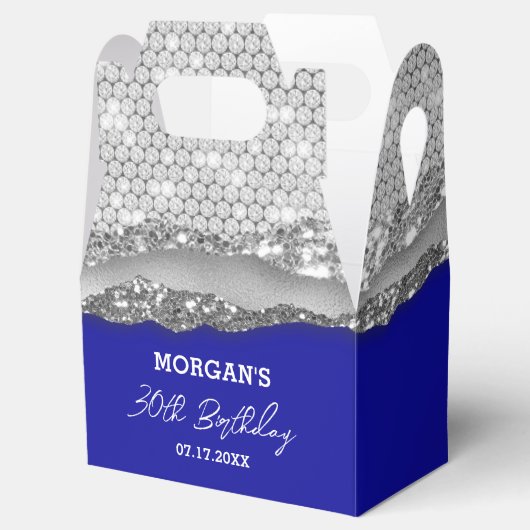 Ballotins Anniversaire Argent Royal Bleu Parties scintillant (Ouvert)