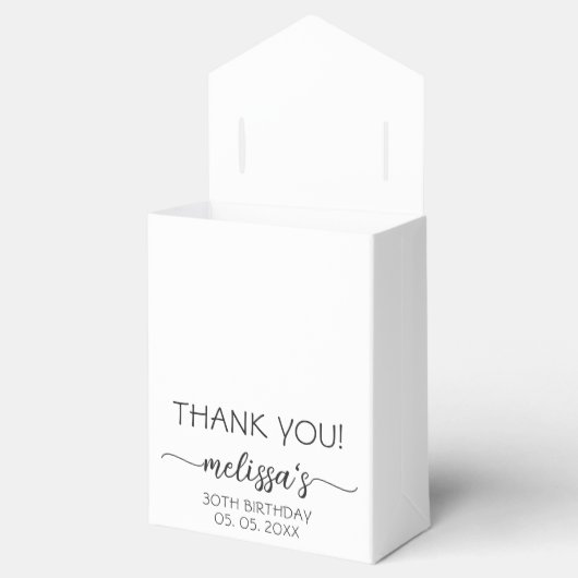 Ballotins Anniversaire Blanc Monogramme Nom Script Merci (Ouvert)