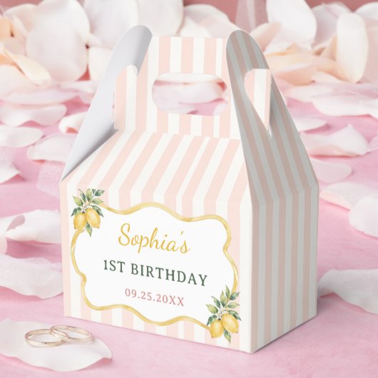 Ballotins Anniversaire de 1 an thème citron rose gingham (Mariage)