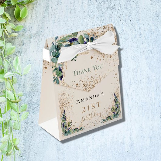 Ballotins Anniversaire eucalyptus or parties scintillant mer