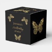 Ballotins Anniversaire fête noir papillons d'or nom (Arrière)