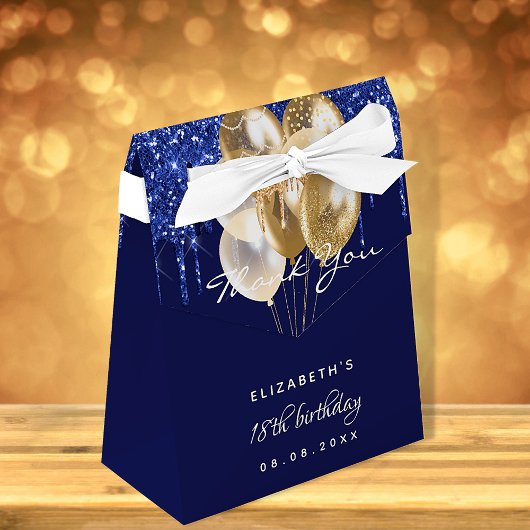 Ballotins Anniversaire marine bleu or ballons merci