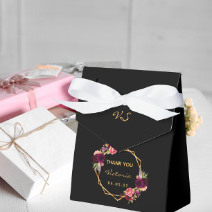 Ballotins Anniversaire noir or géométrique bordeaux fleurons