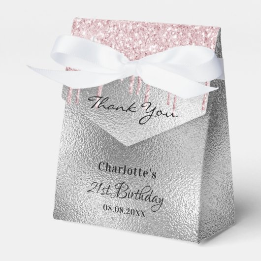 Ballotins Anniversaire parties scintillant argent gouttes ro (Verso)