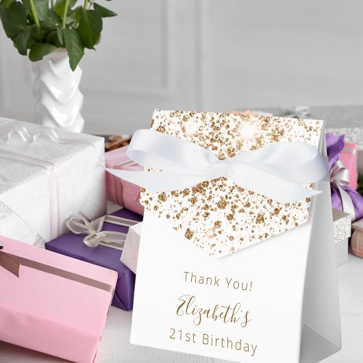 Ballotins Anniversaire parties scintillant d'or blanc merci