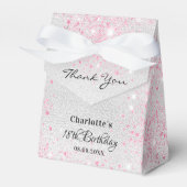 Ballotins Anniversaire parties scintillant rose argent merci (Verso)