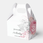 Ballotins Anniversaire rose floral argent moderne élégant (Arrière)