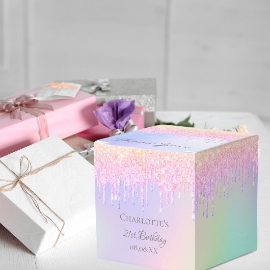 Ballotins Anniversaire rose holographique merci