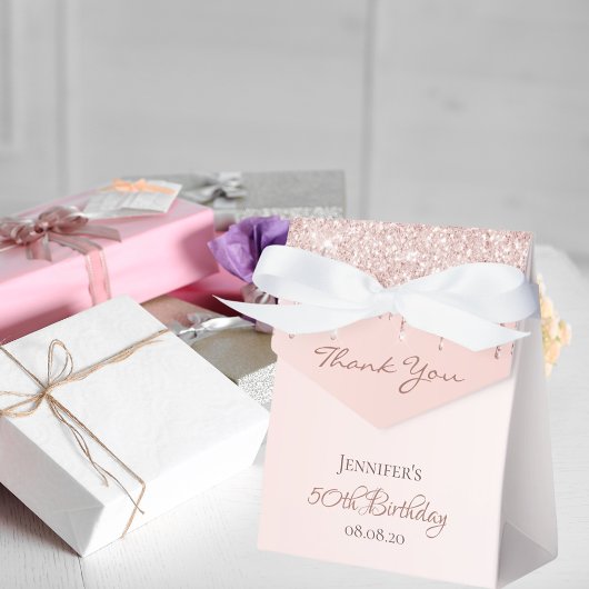 Ballotins Anniversaire rose or Merci