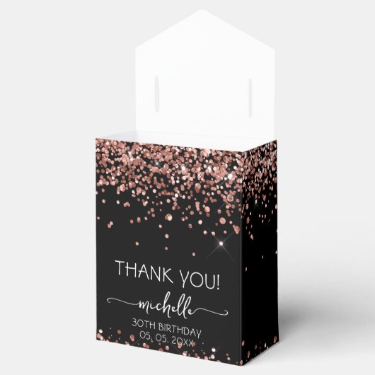 Ballotins Anniversaire Rose Parties scintillant or Monogramm (Ouvert)