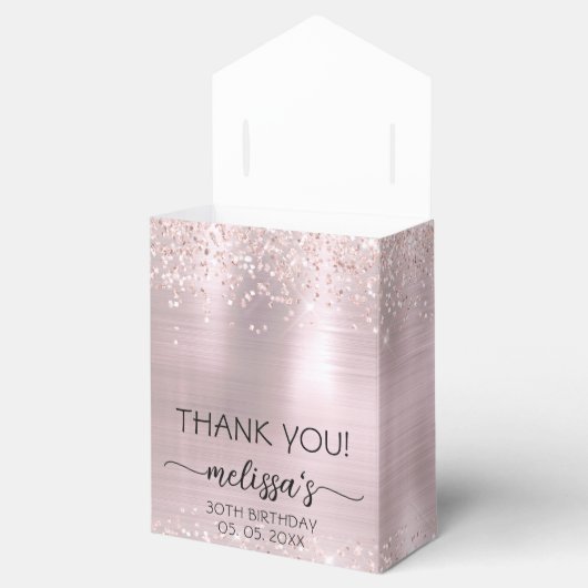 Ballotins Anniversaire Rose Parties scintillant or Monogramm (Ouvert)