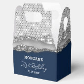 Ballotins Anniversaire Silver Navy Blue Parties scintillant  (Ouvert)