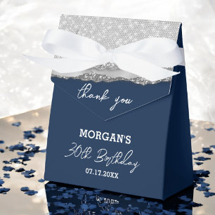 Ballotins Anniversaire Silver Navy Blue Parties scintillant 