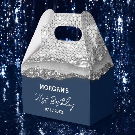 Ballotins Anniversaire Silver Navy Blue Parties scintillant 