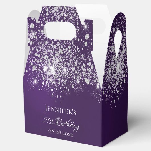 Ballotins Anniversaire violet argent parties scintillant nom (Ouvert)