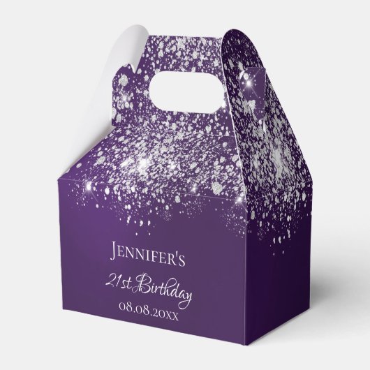 Ballotins Anniversaire violet argent parties scintillant nom (Verso)