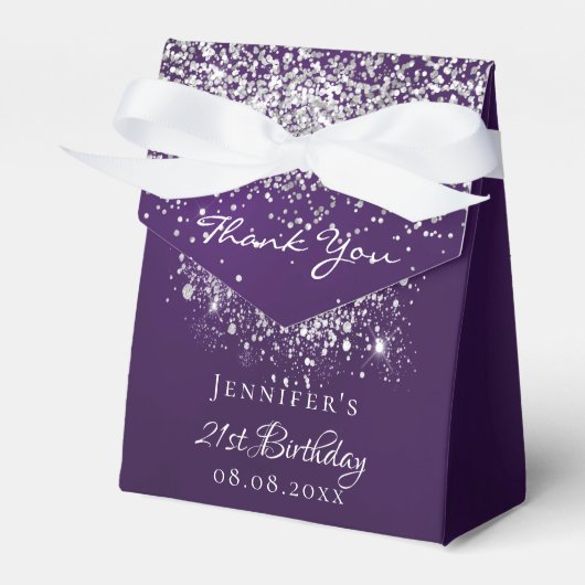 Ballotins Anniversaire violet parties scintillant argent mer (Verso)