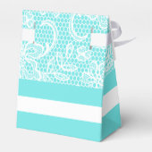 Ballotins Aqua bleu, blanc dentelle motif initiales mariage (Arrière)