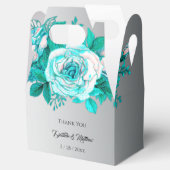 Ballotins Aqua Botanique Argent Mariage Roses (Ouvert)