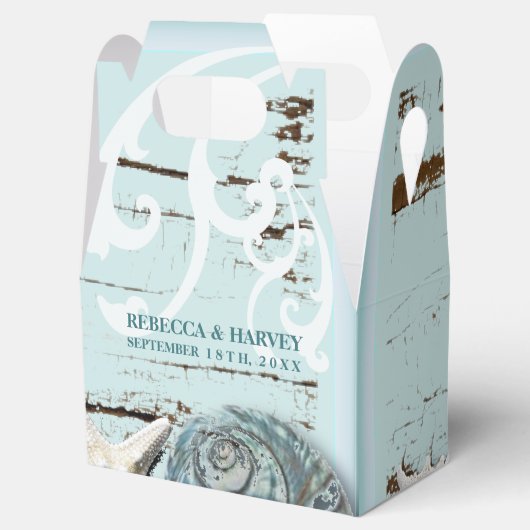 Ballotins aqua nautique bleu coquillage plage mariage (Ouvert)