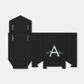 Ballotins Aqua Teal Blue Script Girly Monogram (Déplié)