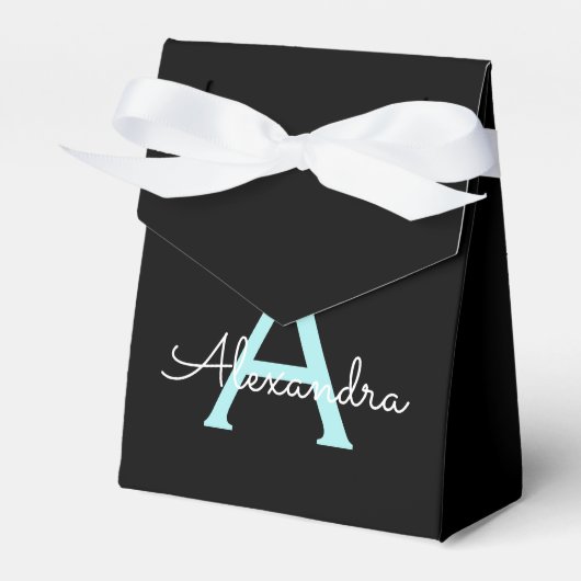 Ballotins Aqua Teal Blue Script Girly Monogram (Verso)