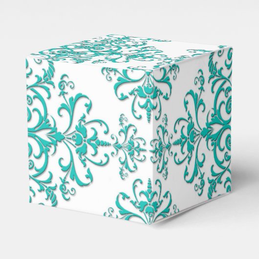 Ballotins Aqua turquoise et Damas florale blanc (Verso)