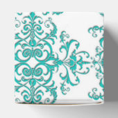 Ballotins Aqua turquoise et Damas florale blanc (Haut)