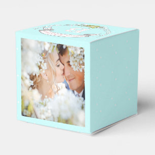 Ballotins Aqua Wedding Favor Box Vos Photos Monogrammes Noms