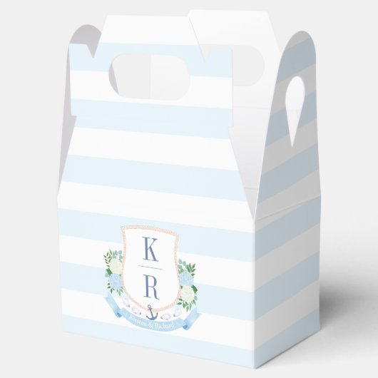 Ballotins Aquarelle Bleu Et Blanc Mariage Côtier (Ouvert)