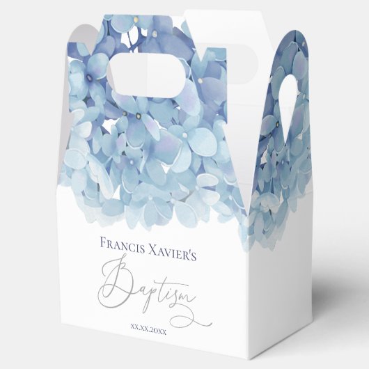 Ballotins aquarelle bleu hydrangée Baptême (Ouvert)