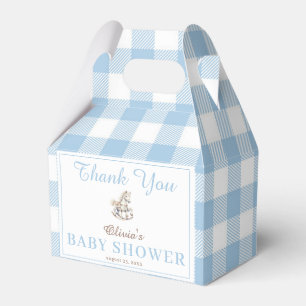 Ballotins Aquarelle bleu plaid Baby shower à cheval rocheux