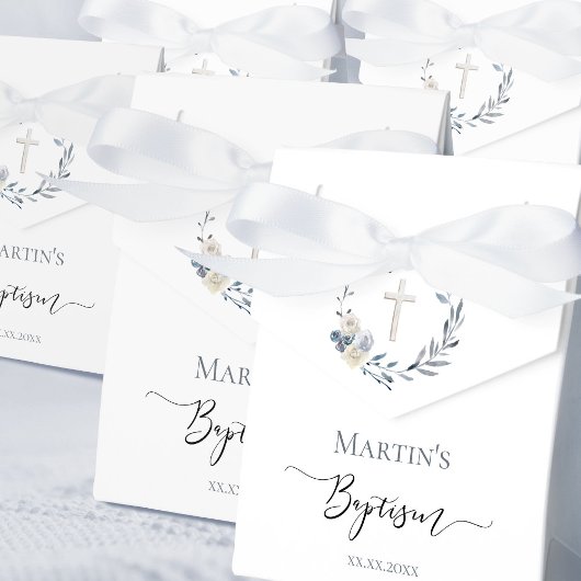 Ballotins Aquarelle de baptême couronne florale