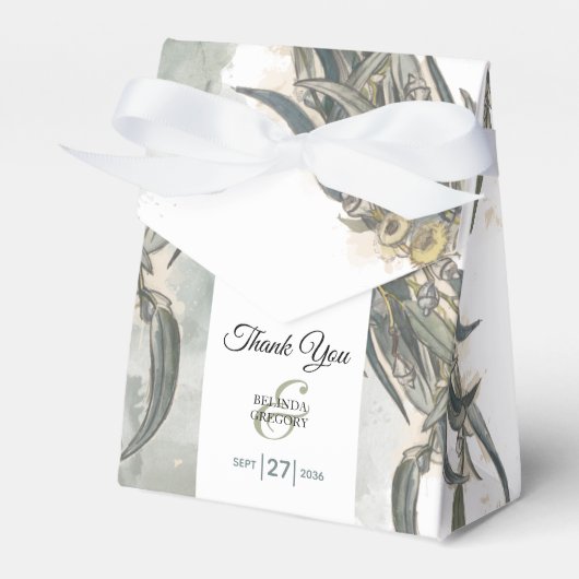 Ballotins Aquarelle Eucalyptus Feuille Mariage vert (Verso)