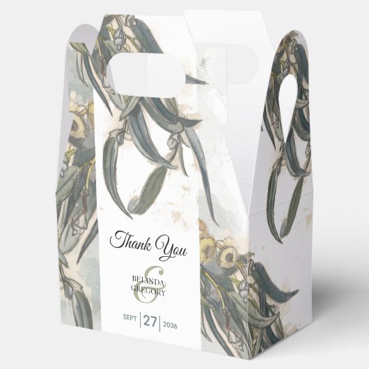 Ballotins Aquarelle Eucalyptus Feuille Mariage vert (Ouvert)