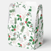 Ballotins Aquarelle Feuilles de Noël et baies Blanc (Ouvert)