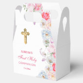 Ballotins Aquarelle Fleurs Jardin Première Communion Gable (Ouvert)